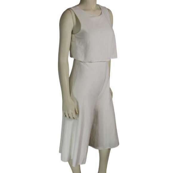 MVN The label Jumpsuit/Romper, 6/8, White Linen Blend,Layered, Gaucho Wide leg - Picture 5 of 12